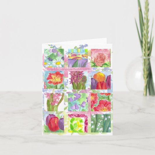 Rode Zomer Bloem Collage Note Kaart (Voorkant)