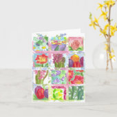 Rode Zomer Bloem Collage Note Kaart (Gele Bloem)