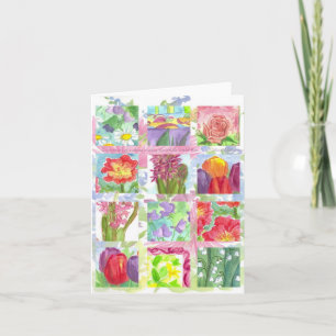 Rode Zomer Bloem Collage Note Kaart