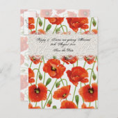 Rode Zomer Klaproos Aankondigingskaart (Voorkant / Achterkant)