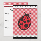 Rode zomer lieveheersbeestje verjaardagsfeestje ui kaart (Voorkant / Achterkant)