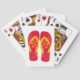 Rode Zomer Strand Party Teenslippers Speelkaarten