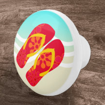 Rode Zomer Strand Teenslippers Deurknop