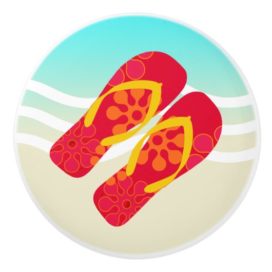 Rode Zomer Strand Teenslippers Deurknop Keramische Knop (Voorkant)