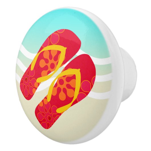 Rode Zomer Strand Teenslippers Deurknop Keramische Knop (Rechts)