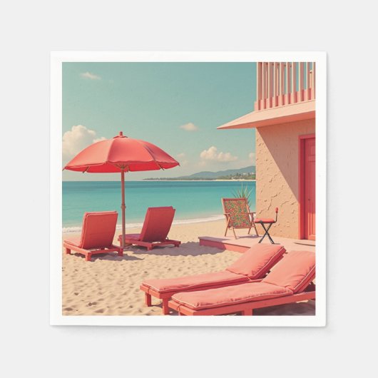 Rode zomer strand vibe servet (Voorkant)