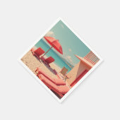 Rode zomer strand vibe servet (Hoek)