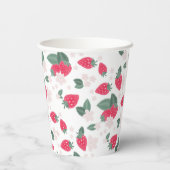 Rode zomerbessen verjaardag of picknick aardbei papieren bekers (Achterkant)