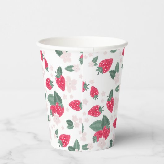 Rode zomerbessen verjaardag of picknick aardbei papieren bekers (Rechts)