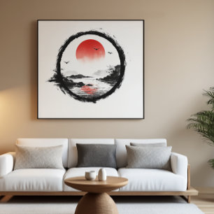Rode Zon Berg Kunst - Zen Evenwicht Perfect Poster