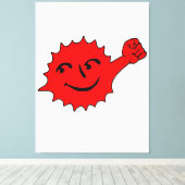 Rode Zon Cheer Mascotte Canvas Afdruk (Insitu (Houten vloer))