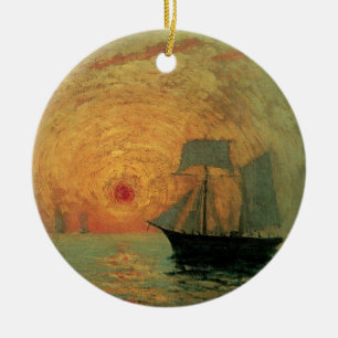 Rode Zon door Maxime Maufra, Vintage Impressionism Keramisch Ornament