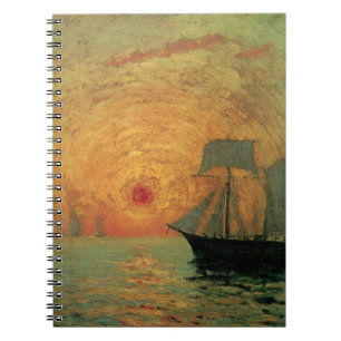 Rode Zon door Maxime Maufra, Vintage Impressionism Notitieboek