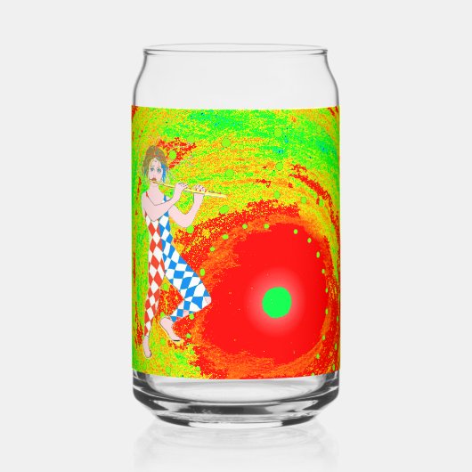 Rode zon en een nar kunst blikvorm glas (Achterkant)
