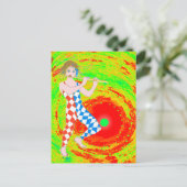 Rode zon en een nar kunst feestdagenkaart (Staand voorkant)