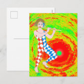 Rode zon en een nar kunst feestdagenkaart (Voorkant / Achterkant)