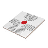 Rode zon en midden eeuw zwart-witte bogen tegeltje (Zijkant)