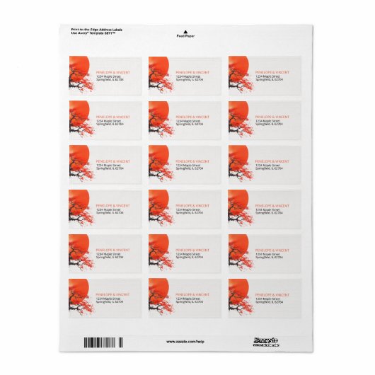 Rode zon en oude sakura bruiloft etiket (Full Sheet)