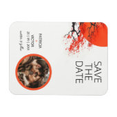 Rode zon en oude sakura bruiloft magneet (Horizontaal)