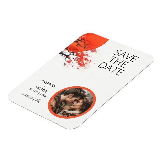 Rode zon en oude sakura bruiloft magneet (Linkerzijde)