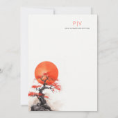 Rode zon en oude sakura bruiloft redden de datum save the date (Achterkant)