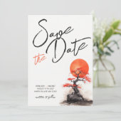 Rode Zon en Oude Sakura Trouwen  Bewaar de Datum Save The Date (Staand voorkant)