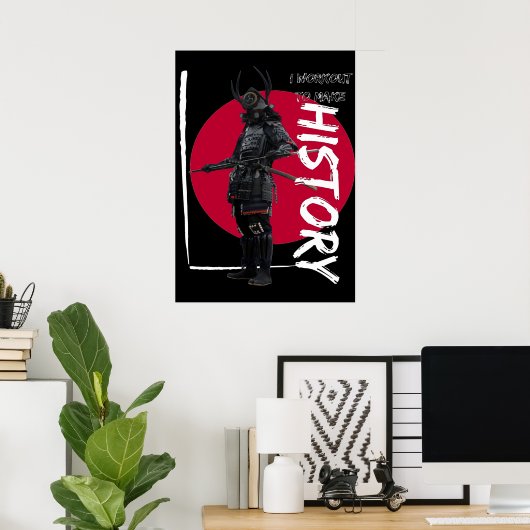 rode zon - japanese samurai - krijger poster (Thuiskantoor)