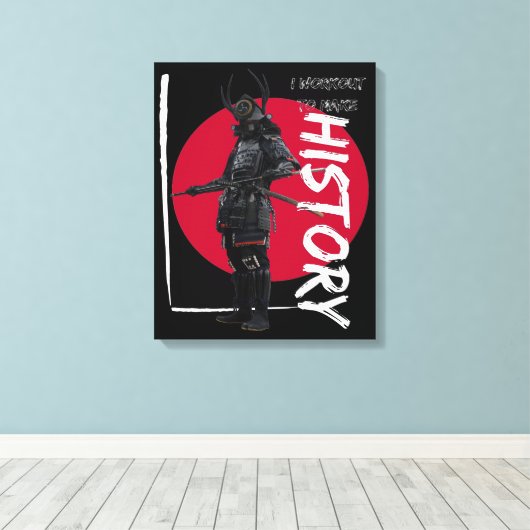  rode zon - japans kunst samurai warrior canvas afdruk (Insitu (Houten vloer))
