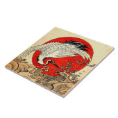 RODE ZON, JAPANSE VLIEGENDE KRAAN EN ZEE GOLVEN TEGELTJE (Zijkant)