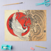 RODE ZON, JAPANSE VLIEGENDE KRAAN EN ZEE GOLVEN TISSUEPAPIER (Craft)