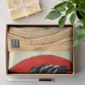 RODE ZON, JAPANSE VLIEGENDE KRAAN EN ZEE GOLVEN TISSUEPAPIER (Geschenk)