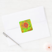 Rode zon kunst  vierkante sticker (Envelop)