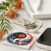 Rode zon op het meer sleutelhanger (Voorkant Rechts)