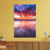 Rode zon over het zee, Californië Canvas Afdruk (Insitu (Woonkamer))