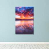Rode zon over het zee, Californië Canvas Afdruk (Insitu (Houten vloer))