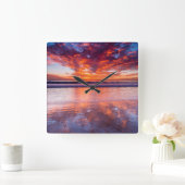 Rode zon over het zee, Californië Vierkante Klok (Huis)