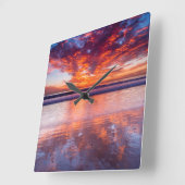 Rode zon over het zee, Californië Vierkante Klok (Hoek)