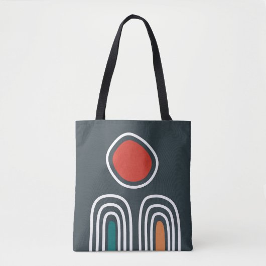 Rode zon over oho regenbogen, abstracte lijnkunst tote bag (Voorkant)