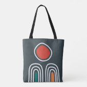 Rode zon over oho regenbogen, abstracte lijnkunst tote bag (Achterkant)
