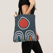 Rode zon over oho regenbogen, abstracte lijnkunst tote bag (Dichtbij)