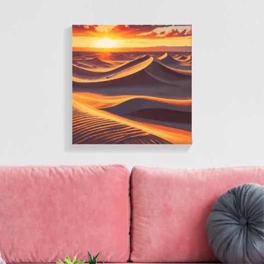 Rode zon schijnt in dessertdoek poster canvas afdruk (Insitu (Woonkamer))