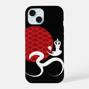 Rode Zon Yoga Spirituele Indiase Meditatie Om Aum iPhone 15 Case