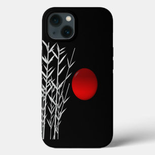 Rode zon zwart wit zen iPhone 13 hoesjes Hoesje