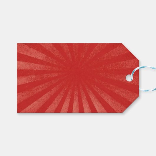 Rode Zonne-uitbarsting Achtergrond – Vintage Retro Cadeaulabel (Voorkant (Horizontaal))