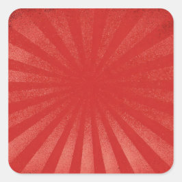 Rode Zonne-uitbarsting Achtergrond – Vintage Retro Vierkante Sticker