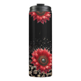 Rode Zonnebloem dierlijke print tumbler Thermosbeker