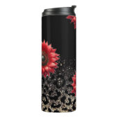 Rode Zonnebloem dierlijke print tumbler Thermosbeker (Gedraaid links)