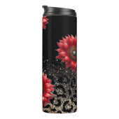 Rode Zonnebloem dierlijke print tumbler Thermosbeker (Geroteerd rechts)