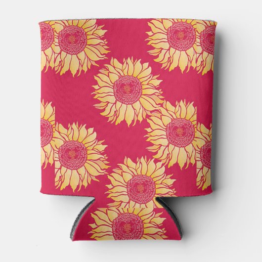 Rode zonnebloem gezellig blikjeskoeler (Voorkant)