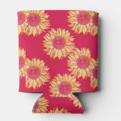 Rode zonnebloem gezellig blikjeskoeler (Achterkant)